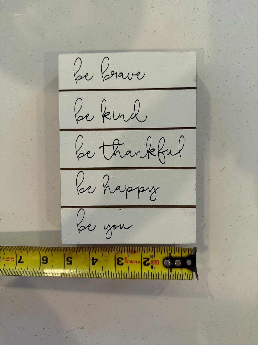 Be Brave Be Kind Wooden Mini Sign - White with Black Script